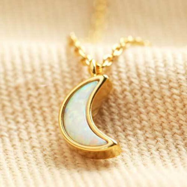 Collier Lune avec Opale - doré - Shop Spirituel