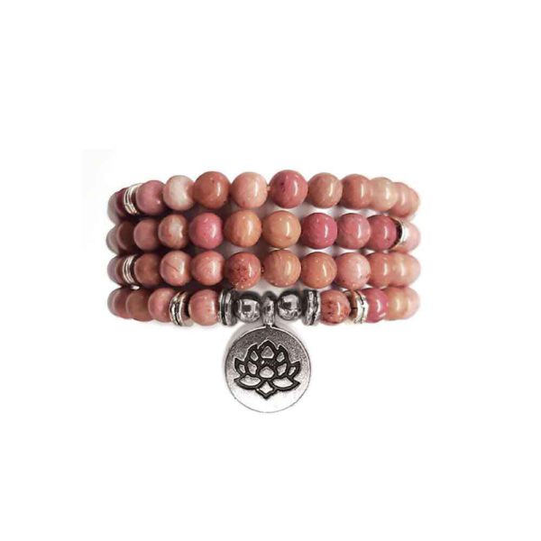 Bracelet Mala de pierres précieuses Perles de Rhodonite Shop Spirituel