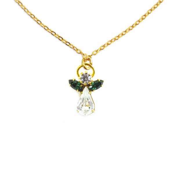 Collier d'ange en cristal mai pierre precieuse Emeraude Shop Spirituel