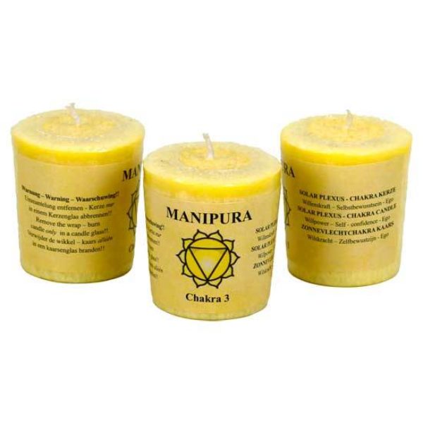 Bougie Votive parfumée 1°chakra - 3 pièces Manipura - Shop Spirituel