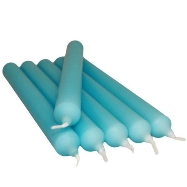 Bougie gothique turquoise 21 cm - 6 pièces - Shop Spirituel Web