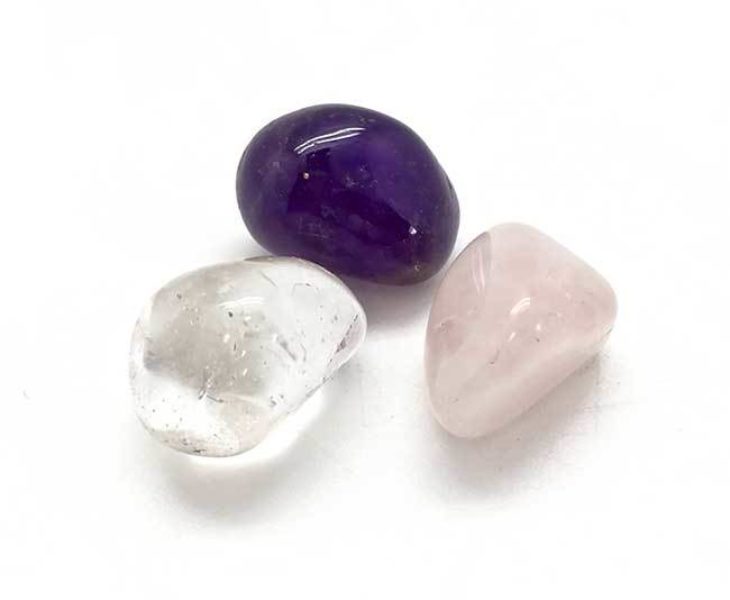 Triangle d'or Pierres roulees Quartz rose Amethyste Cristal de roche Shop Sprituel