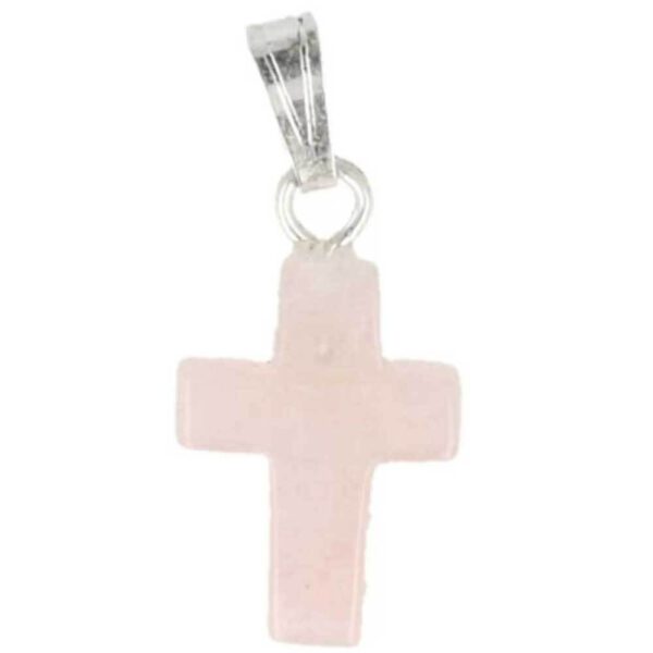 Pendentif pierre précieuse Quartz Rose • Croix - Shop Spirituel